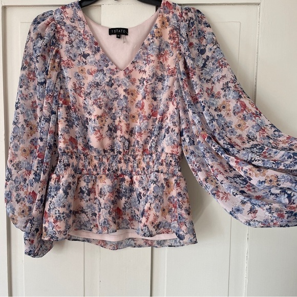 1. State Light Pink & Blue Purple Floral Top - Picture 3 of 9